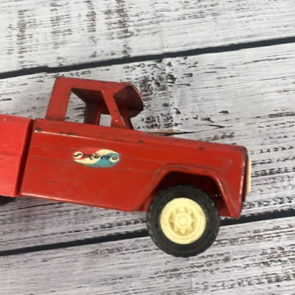 Vintage 1950'S 60’s Structo Red Pressed Steal Plastic Toy Pickup Truck